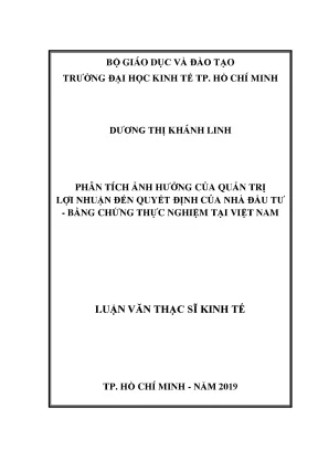 Luận văn phân tích ảnh hưởng của quản trị lợi nhuận đến quyết định của nhà đầu tư bằng chứng thực nghiệm tại việt nam