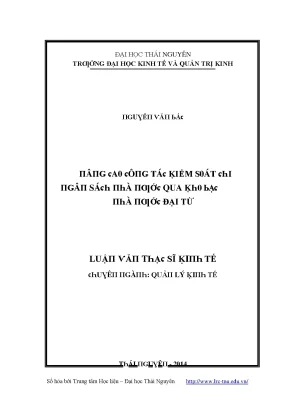 Luận văn nâng cao công tác kiểm soát chi ngân sách nhà nước qua kho bạc nhà nước đại từ