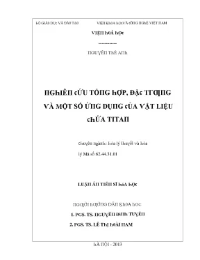 Luận văn nghiên cứu tổng hợp đặc trưng và một số ứng dụng của vật liệu chứa titan