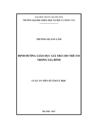 Luận án tiến sĩ định hướng giáo dục giá trị cho trẻ em trong gia đình