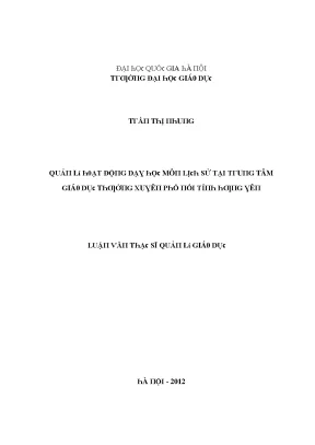 Luận văn quản lý hoạt động dạy học môn lịch sử tại trung tâm giáo dục thường xuyên phố nối tỉnh hưng yên