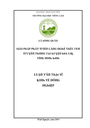 Luận văn giải pháp phát triển làng nghề thêu ren truyền thống tại huyện hoa lư tỉnh ninh bình