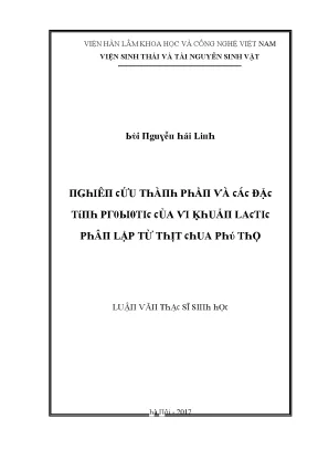 Luận văn nghiên cứu thành phần và các đặc tính probiotic của vi khuẩn lactic phân l ập từ thịt chua phú thọ