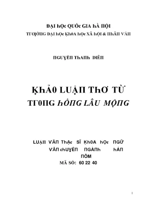 Luận văn khảo luận thơ từ trong hồng lâu mộng