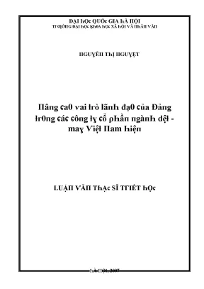 Luận văn nâng cao vai trò lãnh đạo của đảng trong các công ty cổ phần ngành dệt may việt nam hiện nay
