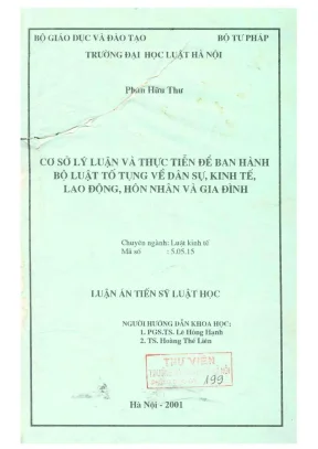 Luận án tiến sĩ luật học cở sở lý luận và thực tiễn để ban hành bộ luật tố tụng về dân sự kinh tế lao động hôn nhân và gia đình