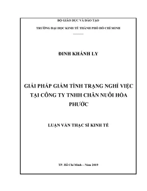 Luận văn giải pháp giảm tình trạng nghỉ việc tại công ty tnhh chăn nuôi hòa phước