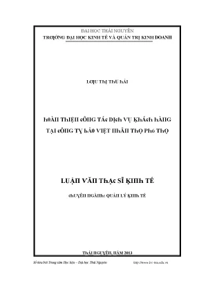 Luận văn hoàn thiện công tác dịch vụ khách hàng tại công ty bảo việt nhân thọ phú thọ