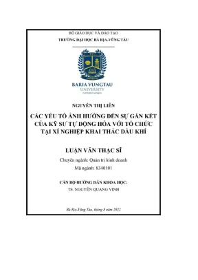 Luận văn thạc sĩ các yếu tố ảnh hưởng đến sự gắn kết của kỹ sư tự động hóa với tổ chức tại xí nghiệp khai thác dầu khí