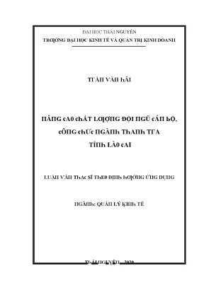 Luận văn nâng cao chất lượng đội ngũ cán bộ công chức ngành thanh tra tỉnh lào cai