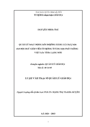 Luận văn quản lý hoạt động bồi dưỡng năng lực dạy học cho đội ngũ giáo viên trường trung học phổ thông việt bắc tỉnh lạng sơn
