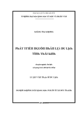 Luận văn phát triển nguồn nhân lực du lịch tỉnh thái bình