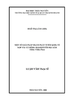 Luận văn một số giải pháp nhằm phát triển kinh tế hợp tác xã nông nghiệp trên địa bàn tỉnh vĩnh phúc