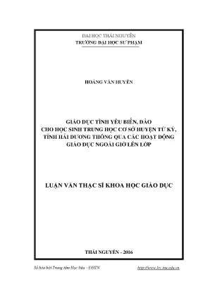 Luận văn giáo dục tình yêu biển đảo cho học sinh thcs huyện tứ kỳ tỉnh hải dương thông qua các hoạt động giáo dục ngoài giờ lên lớp