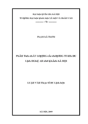 Luận văn phân tích chất lượng các chương trình du lịch nghệ an cho khách hà nội