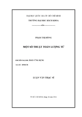 Luận văn thạc sĩ toán ứng dụng một số thuật toán lượng tử