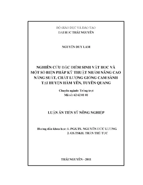 Luận văn nghiên cứu đặc điểm sinh vật học và một số biện pháp kỹ thuật nhằm nâng cao năng suất chất lượng giống cam sành tại hàm yên tuyên quang