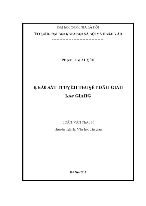 Luận văn khảo sát truyền thuyết dân gian bắc giang