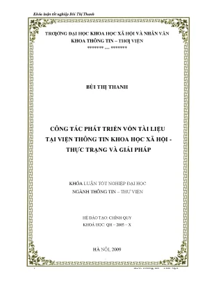 Luận văn thạc sĩ công tác phát triển vốn tài liệu tại viện thông tin khoa học xã hội thực trạng và giải pháp