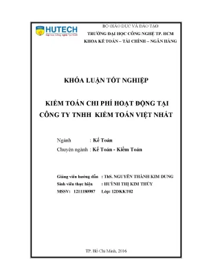 Luận văn kiểm toán chi phí hoạt động tại công ty tnhh kiểm toán việt nhất