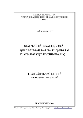 Luận văn giải pháp nâng cao hiệu quả quản lý ngân sách xã phường tại thành phố việt trì tỉnh phú thọ