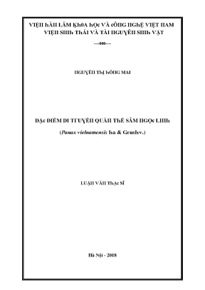 Luận văn đặc điểm di truyền quần thể sâm ngọc linh panax vietnamensis ha và grushv