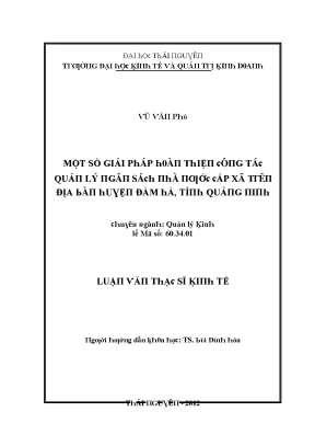 Luận văn một số giải pháp hoàn thiện công tác quản lý ngân sách nhà nước cấp xã trên địa bàn huyện đầm hà tỉnh quảng ninh