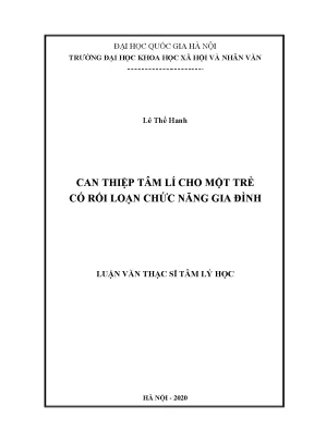 Luận văn thạc sĩ can thiệp tâm lý cho một trẻ có rối loạn chức năng gia đình