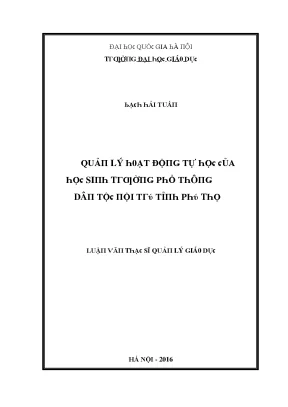 Luận văn quản lý hoạt động tự học của học sinh trường phổ thông dân tộc nội trú tỉnh phú thọ