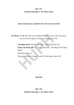 Sự chấp nhận tiêm vắc xin phòng covid 19 và một số yếu tố liên quan của sinh viên khối ngành sức khỏe tại việt nam năm 2021