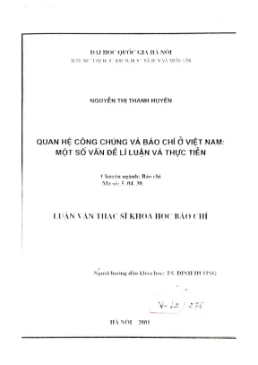 Luận văn thạc sĩ báo chí học quan hệ công chúng và báo chí ở việt nam một số vấn đề lý luận và thực tiễn