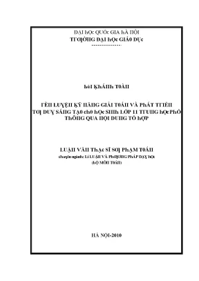 Luận văn rèn luyện kỹ năng giải toán và phát triển tư duy sáng tạo cho học sinh lớp 11 trung học phổ thông qua nội dung tổ hợp