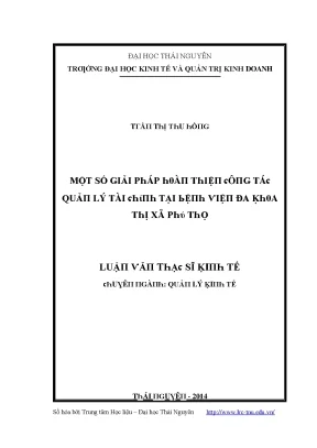 Luận văn một số giải pháp hoàn thiện công tác quản lý tài chính tại bệnh viện đa khoa thị xã phú thọ