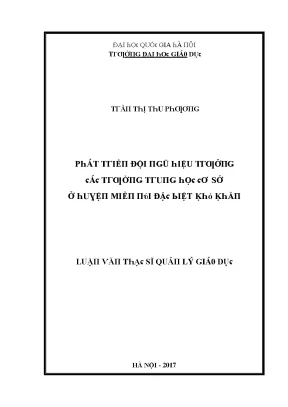 Luận văn phát triển đội ngũ hiệu trưởng các trường trung học cơ sở ở huyện miền núi đặc biệt khó khăn