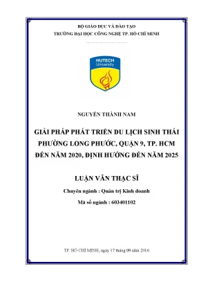 Luận văn giải pháp phát triển du lịch sinh thái phường long phước quận 9 tp hcm đến năm 2020 định hướng đến năm 2025