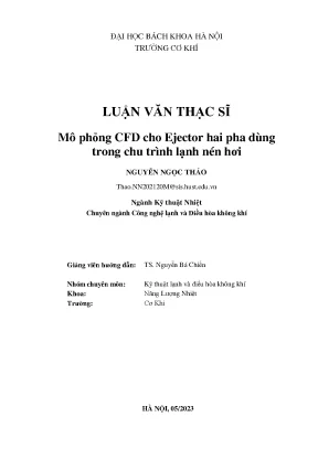 Mô phỏng cfd cho ejector hai pha dùng trong chu trình lạnh nén hơi
