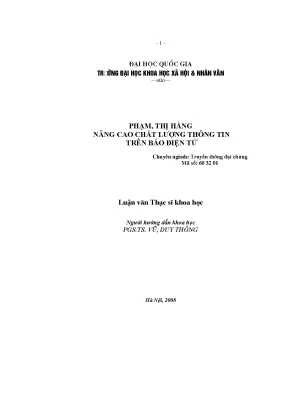 Luận văn thạc sĩ nâng cao chất lượng thông tin trên báo điện tử