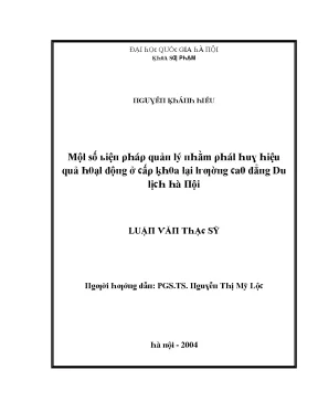 Luận văn một số biện pháp quản lý nhằm phát huy hiệu quả hoạt động ở cấp khoa tại trường cao đẳng du lịch hà nội