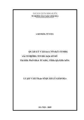 Luận văn quản lý văn hóa tổ chức trong các trường trung học cơ sở thành phố nha trang tỉnh khánh hòa