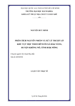 Luận văn thạc sĩ kỹ thuật địa chất phân tích nguyên nhân và xử lý trượt lở khu vực dọc theo bờ suối xã đắk năng huyện krông nô tỉnh đắk nông