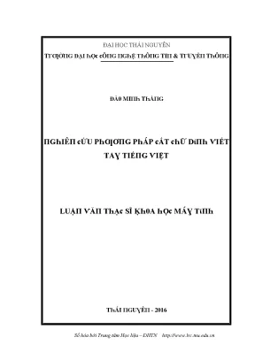 Luận văn nghiên cứu phương pháp cắt chữ dính viết tay tiếng việt