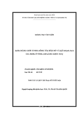 Luận văn bình đẳng giới trong công tác dân số và kế hoạch hóa gia đình ở tỉnh cao bằng hiện nay