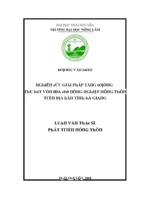 Luận văn giải pháp tăng cường thu hút vốn oda cho nông nghiệp nông thôn trên địa bàn tỉnh hà giang