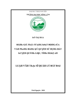 Luận văn đánh giá thực trạng hoạt động của văn phòng đăng ký quyền sử dụng đất huyện quỳnh lưu tỉnh nghệ an