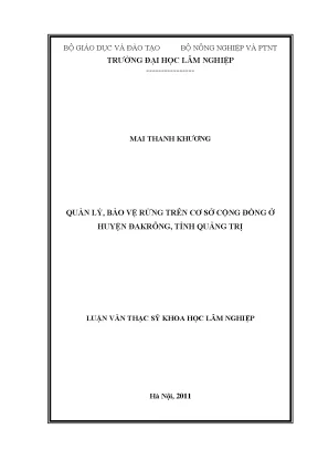 Luận văn quản lý bảo vệ rừng trên cơ sở cộng đồng ở huyện đakrông tỉnh quảng trị