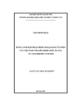 Luận văn thạc sĩ đảng lãnh đạo hoạt động ngoại giao văn hóa của việt nam với liên minh châu âu eu từ năm 2000 đến năm 2014
