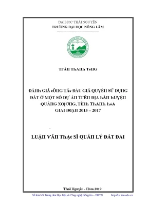 Luận văn đánh giá công tác đấu giá quyền sử dụng đất ở một số dự án trên địa bàn huyện quảng xương tỉnh thanh hóa giai đoạn 2015 2017