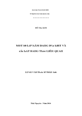 Luận văn một số lớp hàm dạng đặc biệt và các bất đẳng thức liên quan
