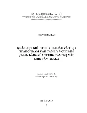 Luận văn khác biệt giới trong nhu cầu và thực trạng tham vấn tâm lý với nhóm khách hàng của trung tâm tư vấn linh tâm csaga