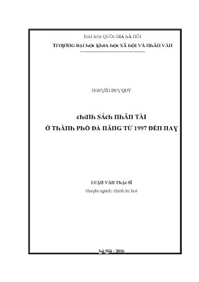 Luận văn chính sách nhân tài ở thành phố đà nẵng từ 1997 đến nay